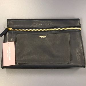 NWT Isaac Mizrahi Navy Leather Clutch